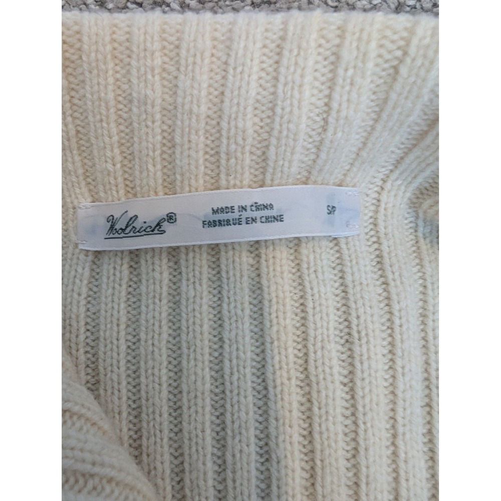 Woolrich Women's small Wool blend Cream Cable Knit Cowl Neck wrap Sweater Vest - Picture 7 of 9